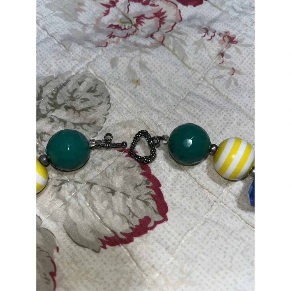 Rainbow Brite Homemade Beaded‎ Necklace , Large Beads C Retro , Colorful , Fun